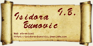 Isidora Bunović vizit kartica